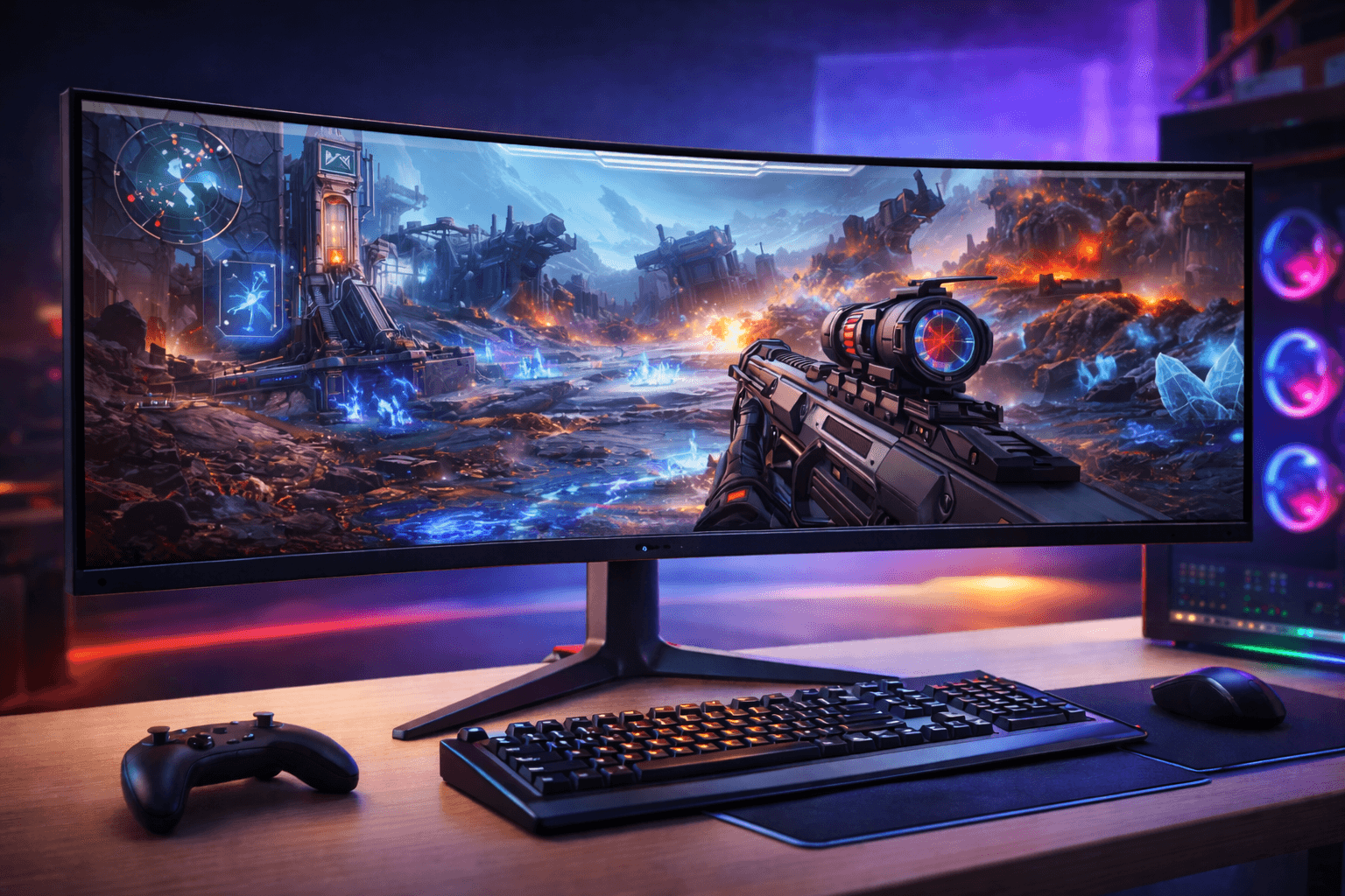 Gawfolk 49″ Ultra-Wide Curved Gaming Monitor — 5K (DQHD), 165 Hz, 32:9