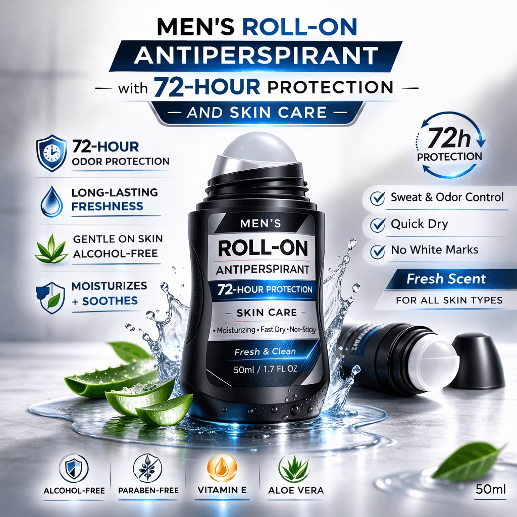 Men's Roll-On Antiperspirant with 72-Hour Protection and Skin Care