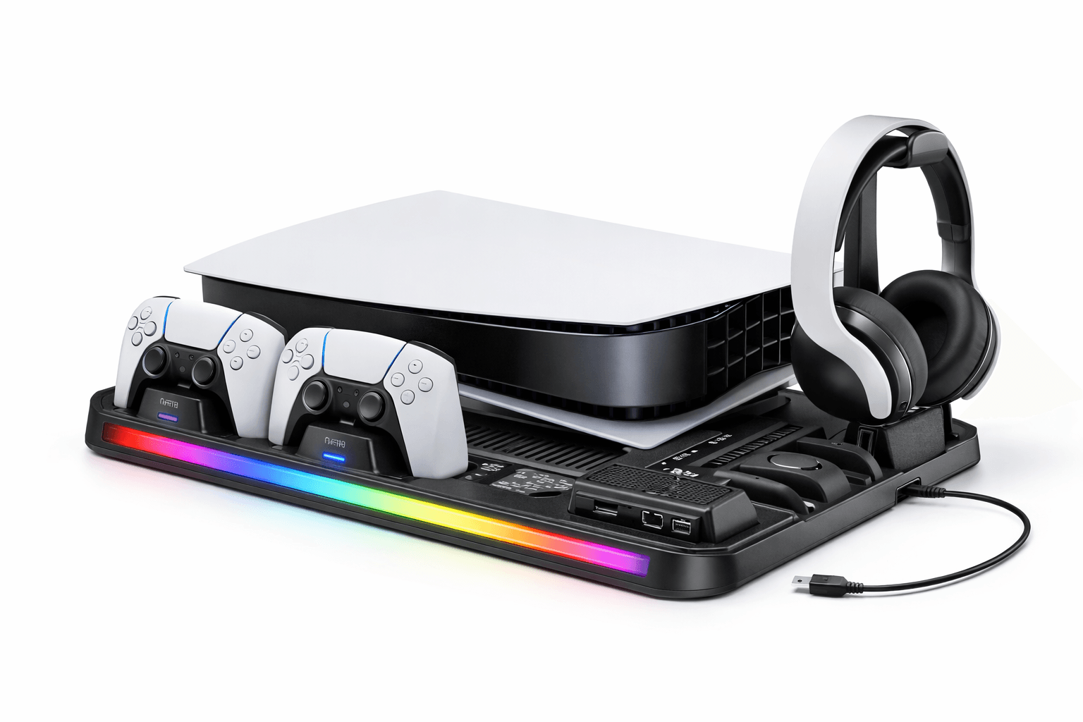 Horizontal Stand for PS5 Slim & Pro – Cooling Station with RGB Light