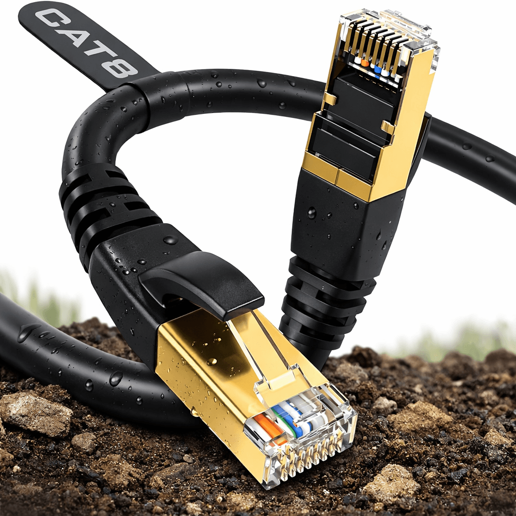 DbillionDa Cat8 Ethernet Cable – 3FT Heavy-Duty Weatherproof LAN Cable (40Gbps, 2000MHz)