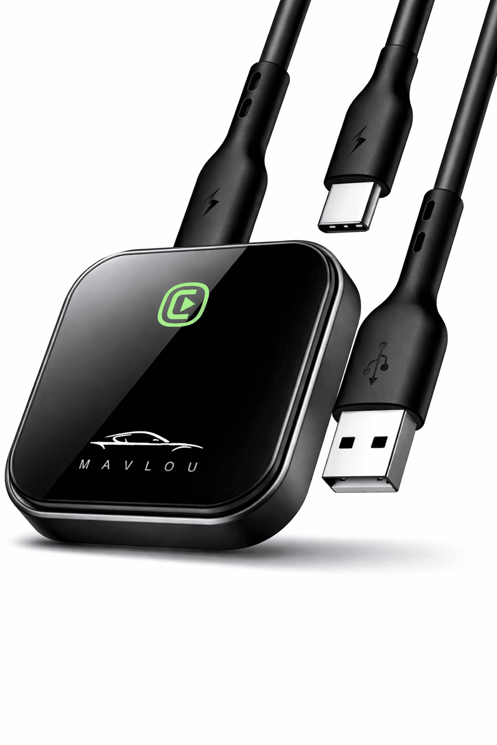 Carplay Wireless Adapter, Mavlou Latest Upgrade Carplay Dongle, Metal Frame, Glass Panel, Convert Wired to Wireless Car Play, Plug and Play OTA Upgrade, for iPhone iOS 10+ & Cars with Wired CarPlay