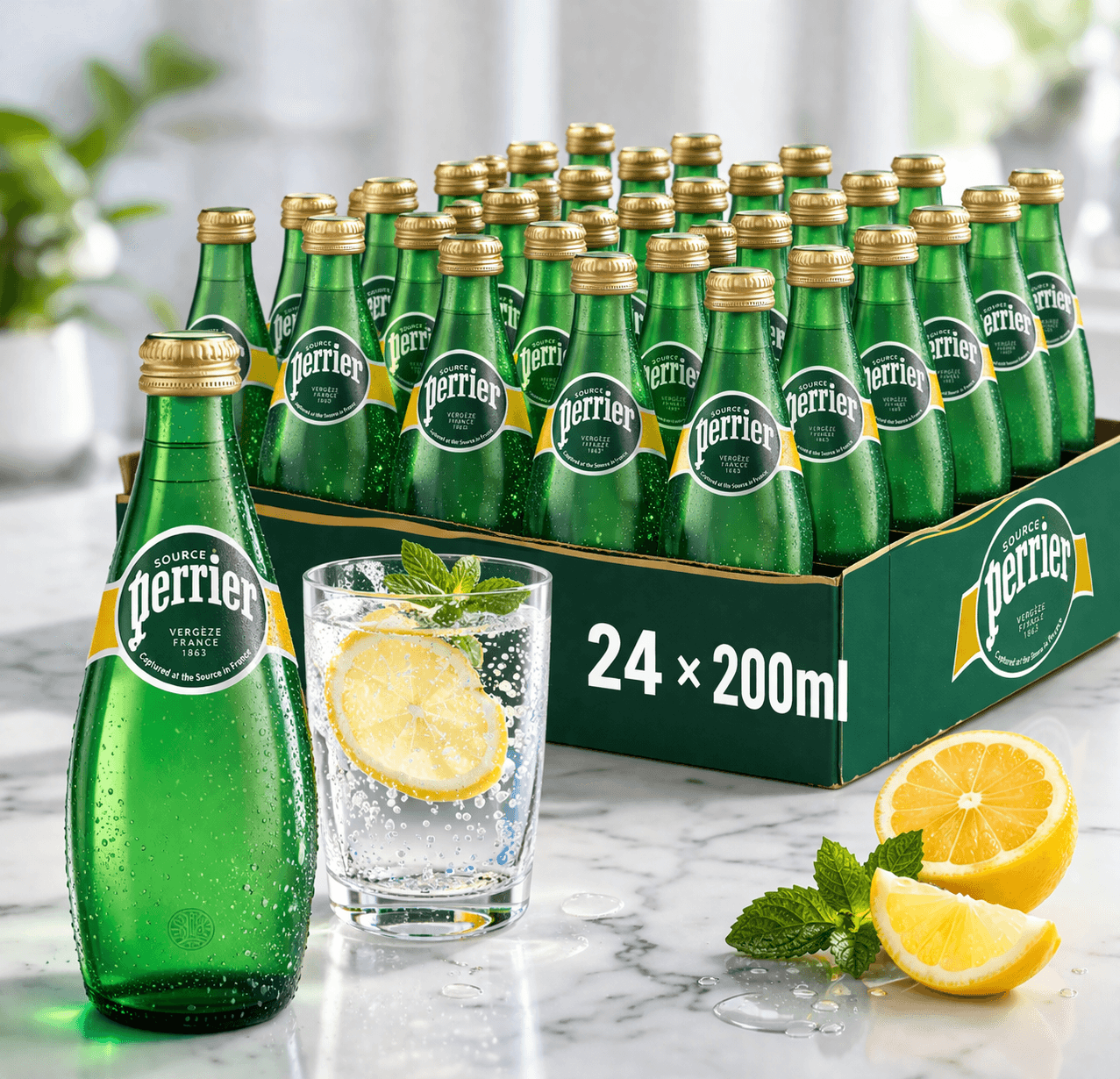 Perrier Glass Bottle Natural Sparkling Water – 200ml (Pack of 24)